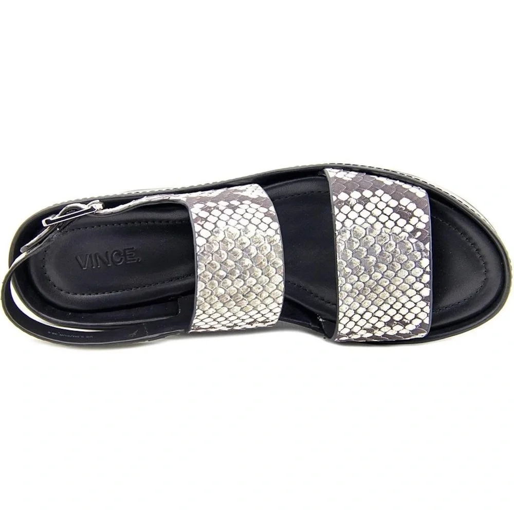 NWOB Vince Idalia Python Embossed  Leather Platform Wedge Sandals